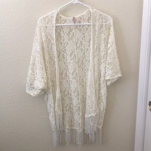 Cream colored, lace cardigan